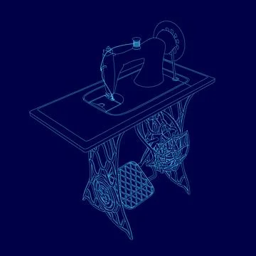 Sewing Machine Line contour, Outline Vector Symbol Illustration. Isometric view Stock Illustration