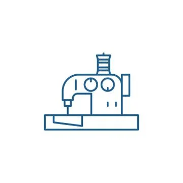 Sewing machine line icon concept. Sewing machine flat vector symbol, sign Illustrazione stock