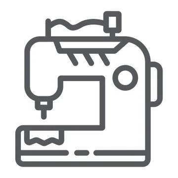 Sewing machine line icon, craft and sew, sewing equipment sign, vector graphics Stock Illustration