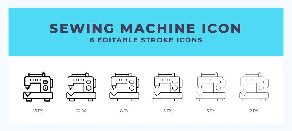 Sewing machine line icon. Vector icon symbol. Logo illustration. Editable l.. Illustrazione stock