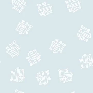 Sewing machine line vector seamless pattern Stock Illustration