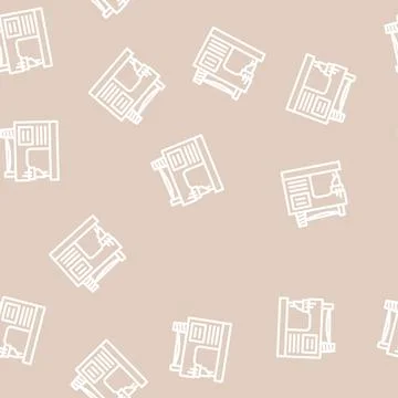 Sewing machine line vector seamless pattern Stock Illustration