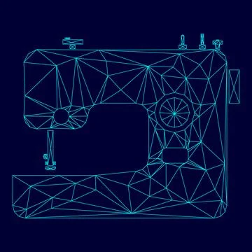 Sewing machine low poly triangulation triangulated polygonal electric cyan .. Stock Illustration