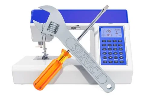 Sewing Machine Maintenance concept. 3D rendering Stock Illustration