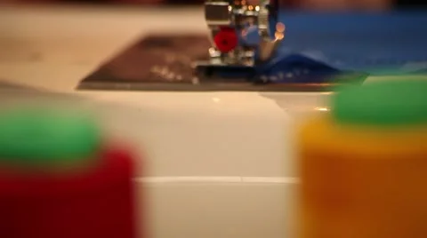 Sewing Machine, needle close sewing Stock-Footage 45624436