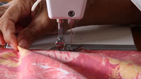 Sewing Machine Needle Hands Fabric Stock Footage 26630360