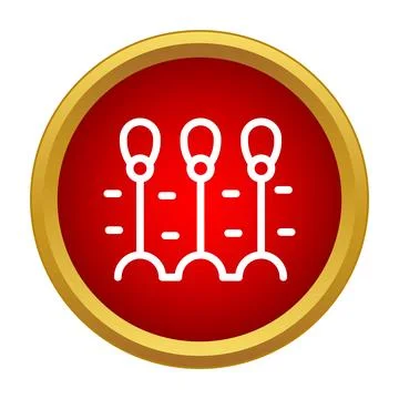 Sewing machine needles on red background icon 스톡 일러스트