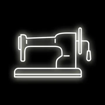 Sewing machine neon icon illuminating tailoring concept Illustrazione stock