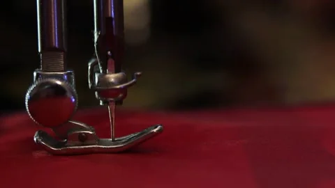 Sewing machine operation close-up 25 Video stock 318313229