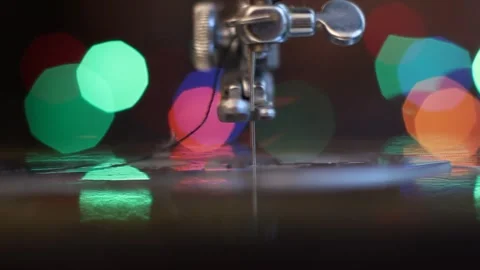 Sewing machine operation close-up 3 Stock Footage 318312066