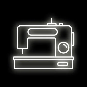 Sewing machine outline glowing neon light style Stock Illustration