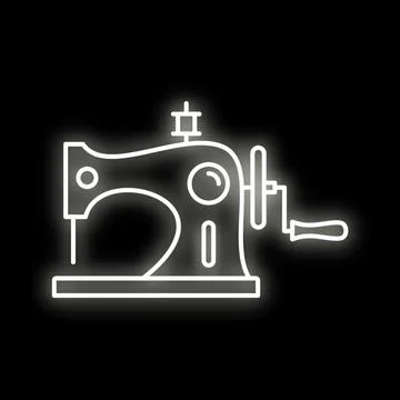 Sewing machine outline icon in glowing neon style Stock Illustration
