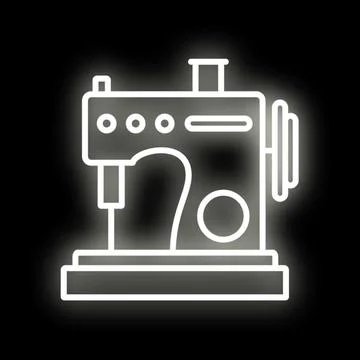 Sewing machine outline icon glowing neon effect Stock Illustration