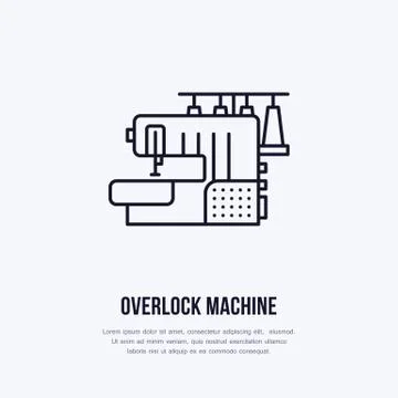 Sewing machine overlock flat line icon, logo. Vector illustration of tailor Illustrazione stock