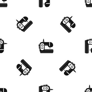 Sewing machine pattern seamless black Illustrazione stock