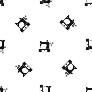 Sewing machine pattern seamless black Illustrazione stock