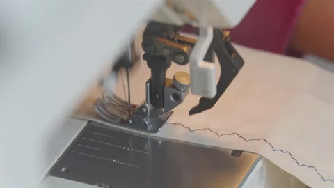 Sewing Machine Performs Specialty Then Straight Stitch Close-Up Stock Footage 336718069