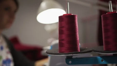 The sewing machine is in the process of working. Video stock 244733135