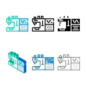 Sewing machine with programmable embroidery color icon pack vector Illustrazione stock