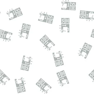 Sewing machine with programmable embroidery glyph vector seamless pattern Stockillustratie