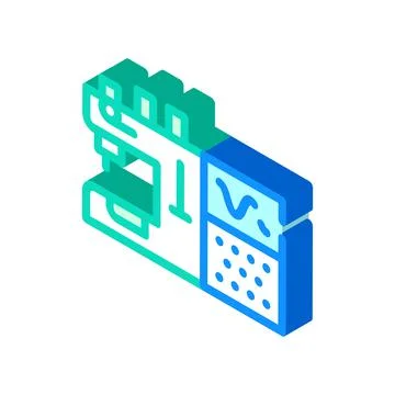 Sewing machine with programmable embroidery isometric icon vector illustratio Stock Illustration