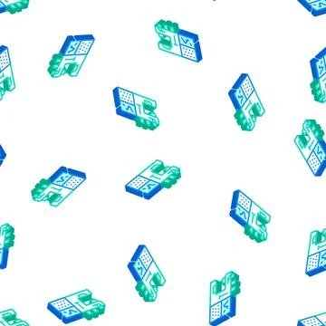 Sewing machine with programmable embroidery isometric icon seamless pattern Stockillustratie