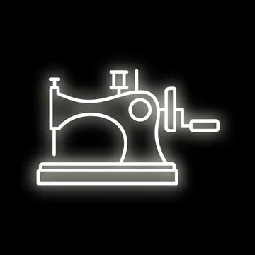 Sewing machine retro neon light glow illustration Stock Illustration