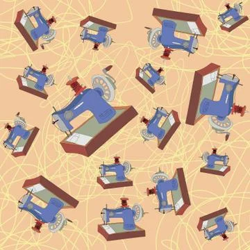 Sewing machine seamless pattern Stockillustratie