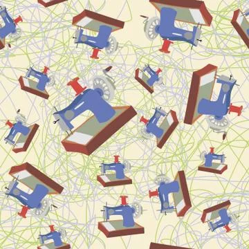 Sewing machine seamless pattern イラスト素材