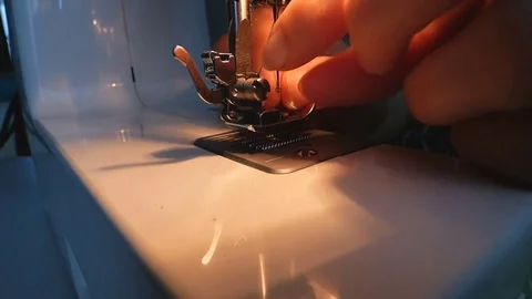 Sewing machine the seamstress Video stock 93735579