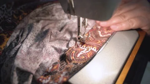 Sewing machine - seamstress - tailoring Stock Footage 136550679