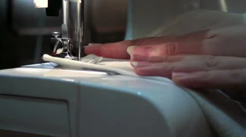 Sewing machine sews the seam stitch Stock Footage 14808615