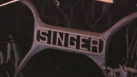 Sewing machine Singer Logo. Video stock 92655999