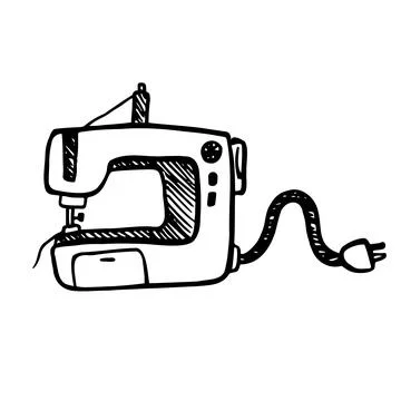 Sewing machine sketch doodle icon for web, mobile and infographics. Hand drawn Illustrazione stock