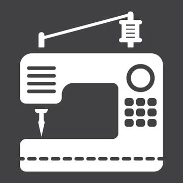 Sewing machine solid icon, household and appliance Illustrazione stock