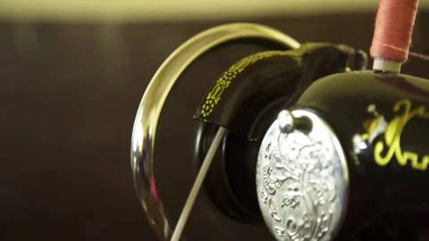 Sewing machine spinning close-ups Stock Footage 162077958