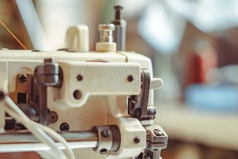 Sewing machine in the tannery Stock Photos