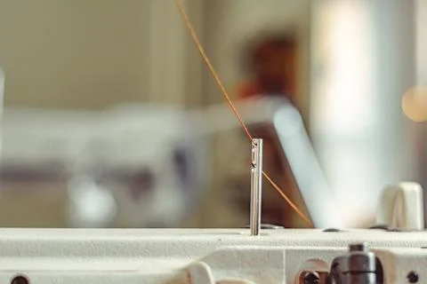 Sewing machine in the tannery Stock Photos