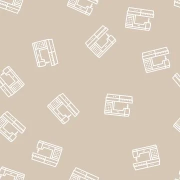 Sewing machine textile equipment line seamless pattern Stock Illustration