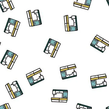 Sewing machine textile equipment vector seamless pattern Illustrazione stock