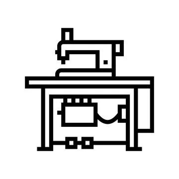 Sewing machine textile workplace line icon vector illustration Stock Illustration