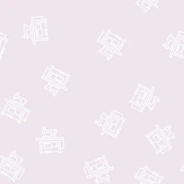 Sewing machine textile workplace line seamless pattern Stock Illustration