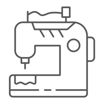 Sewing machine thin line icon, craft and sew, sewing equipment sign, vector Stock Illustration