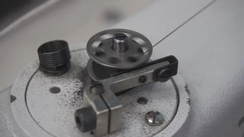 Sewing machine threads close-up 스톡 동영상 155846252