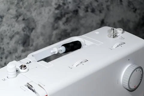 Sewing machine. Top view of the controls. Close-up. Foto stock