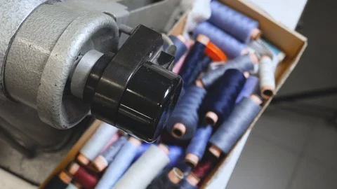 Sewing machine top view Video stock 96612944
