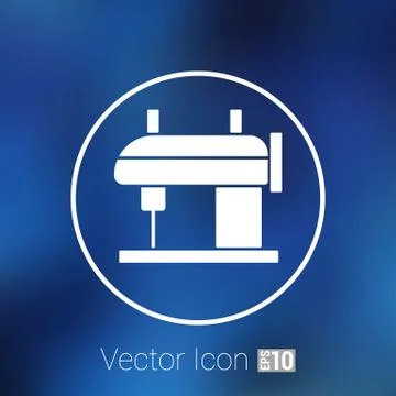 Sewing machine vector icon raft embroidery tool clothes Stock Illustration