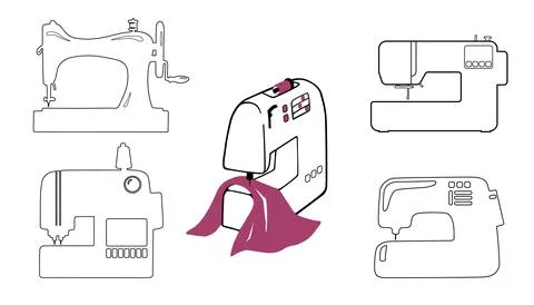 Sewing machine vector logo set Stock Illustration
