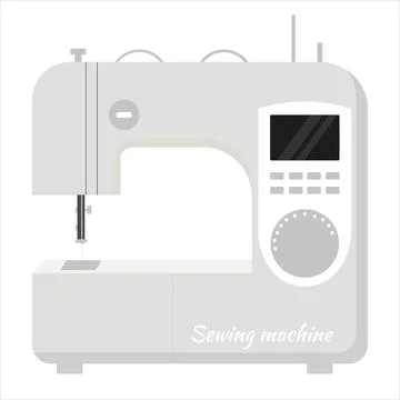 Sewing machine, vector. Mechanism, modern apparatus for sewing and repairing Stock Illustration