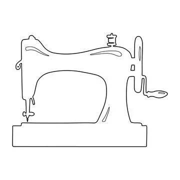 Sewing machine vector outline logo or icon Illustrazione stock